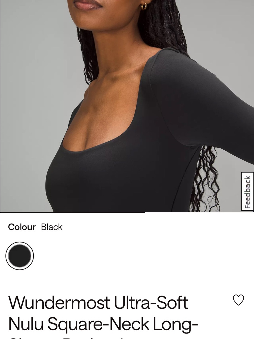 Wundermost Ultra-Soft Nulu Square-Neck Long-Sleeve Bodysuit Black